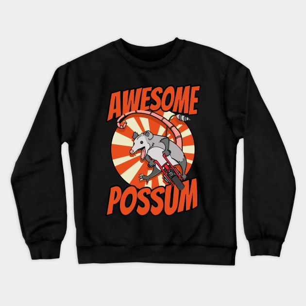 Awesome Possum Crewneck Sweatshirt by Huhnerdieb Apparel